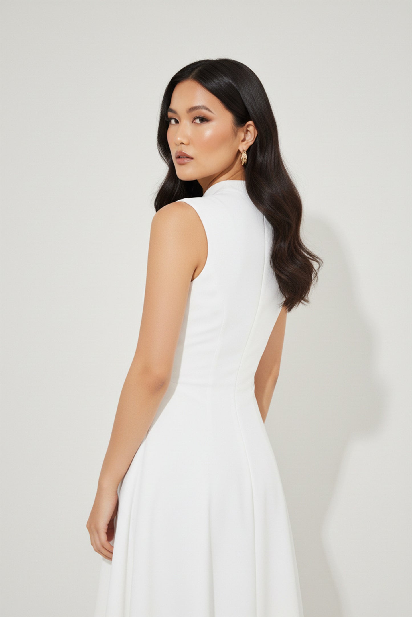 Women's Midi Dress Sleeveless V-Shaped Waist