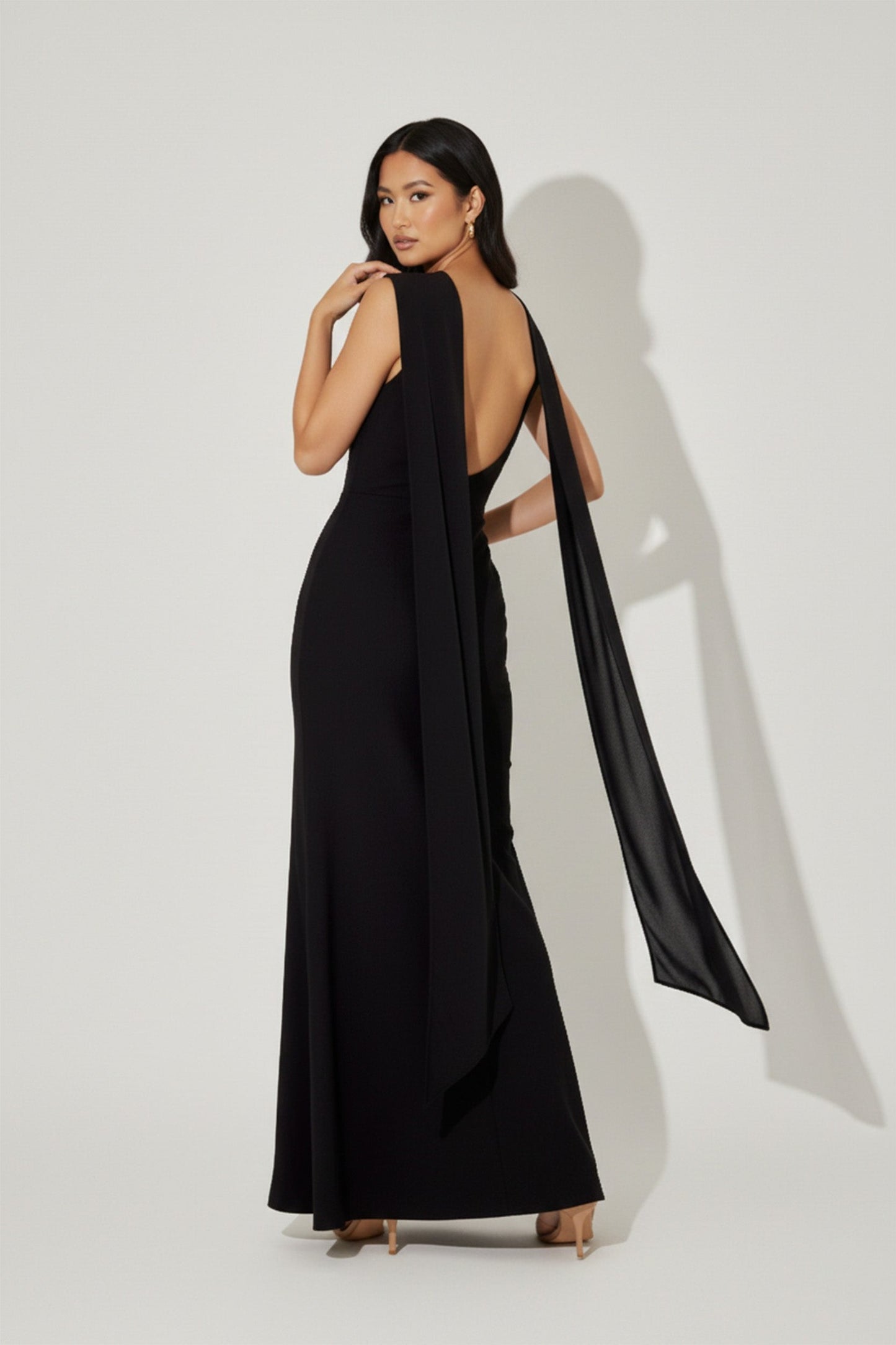 Maxi Dress Women's Drape Long Dress Plain Black
