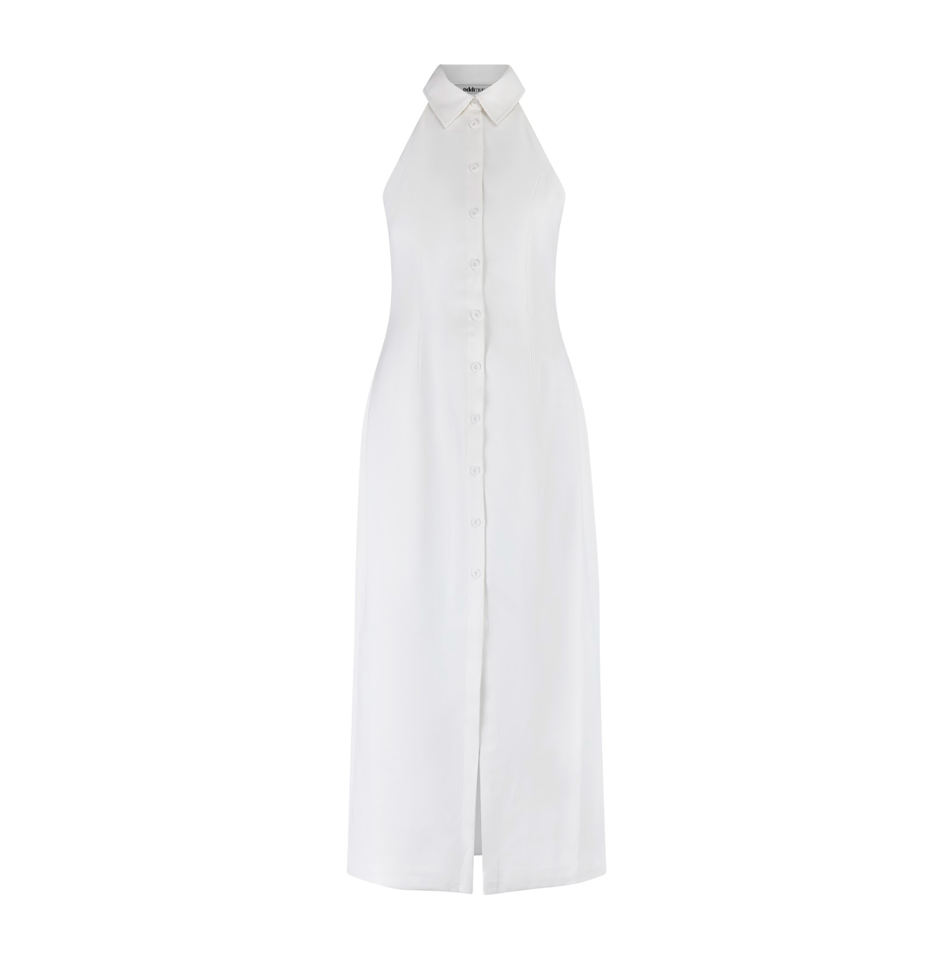 Maxi Dress for Women with Collar and Slit White