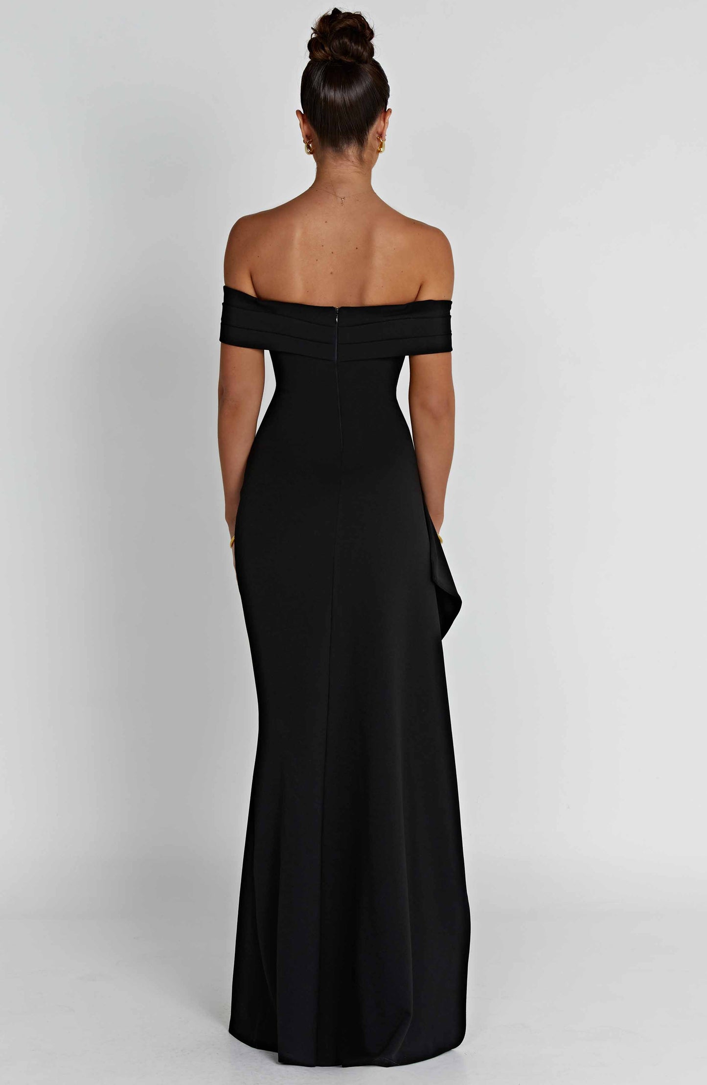 Women's Black Maxi Dress Bardot Style