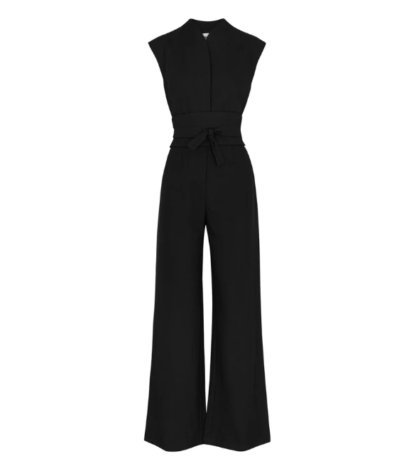Women's Sleeveless Jumpsuit Flared Design Plain Black
