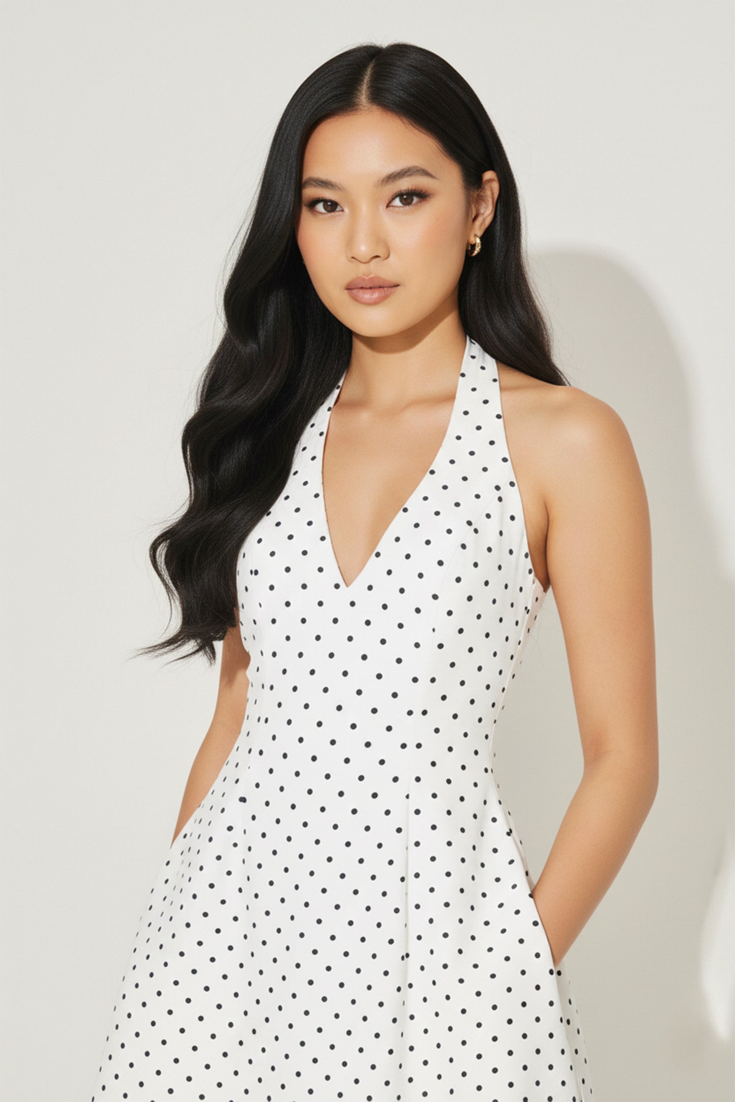 Women's Mini Dress V-neck Ruffle Skirt Lightweight Fabric