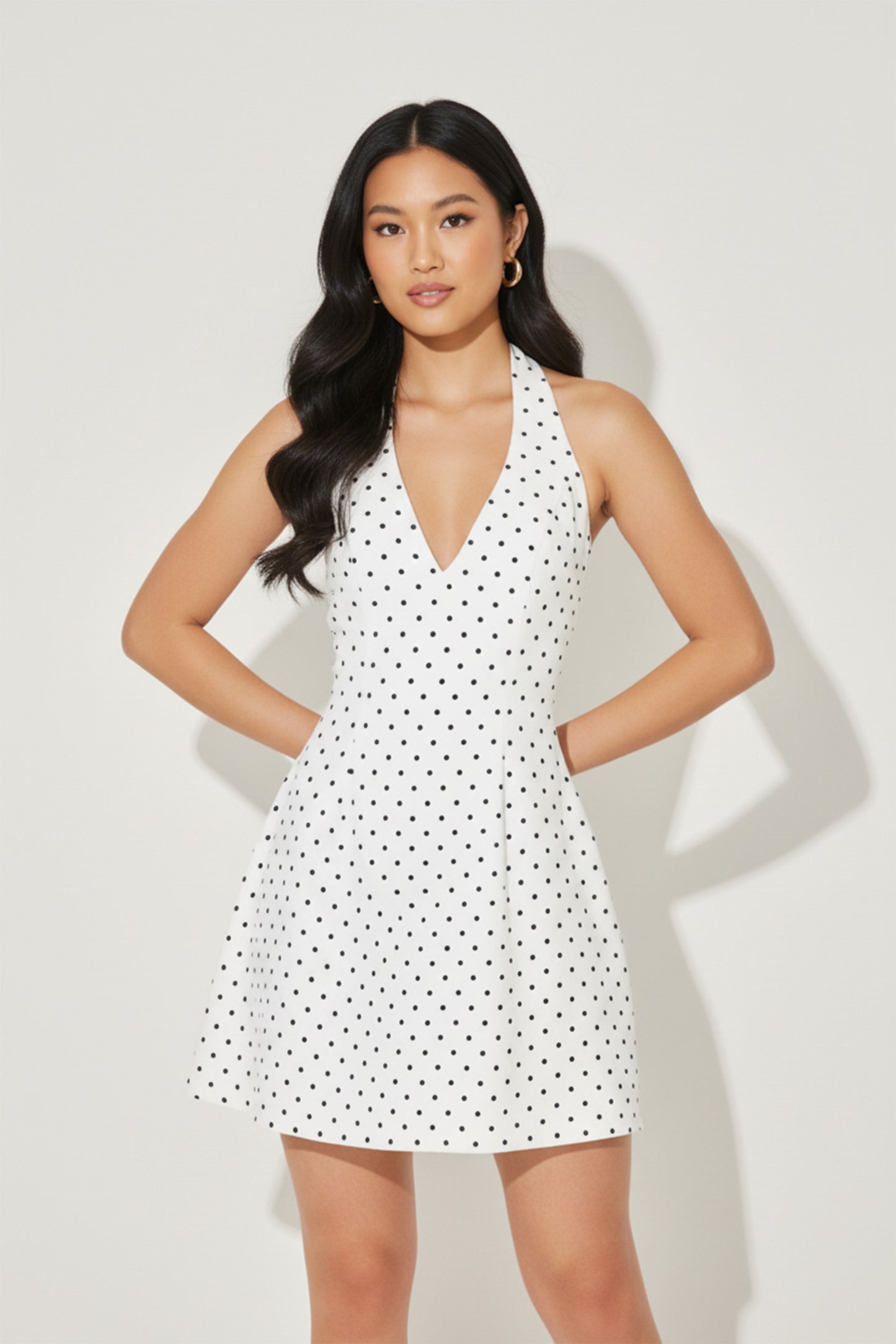 Women's Mini Dress V-neck Ruffle Skirt Lightweight Fabric