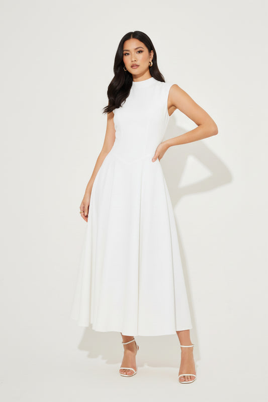 Women's Midi Dress Sleeveless V-Shaped Waist