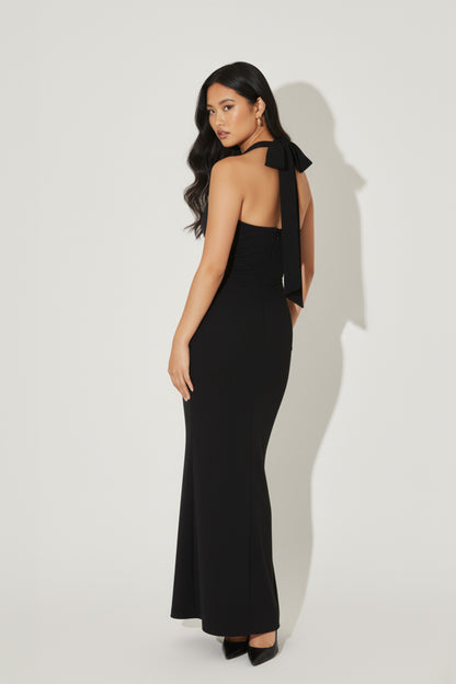 Long Dress Women Halterneck Viscose Maxi Dress