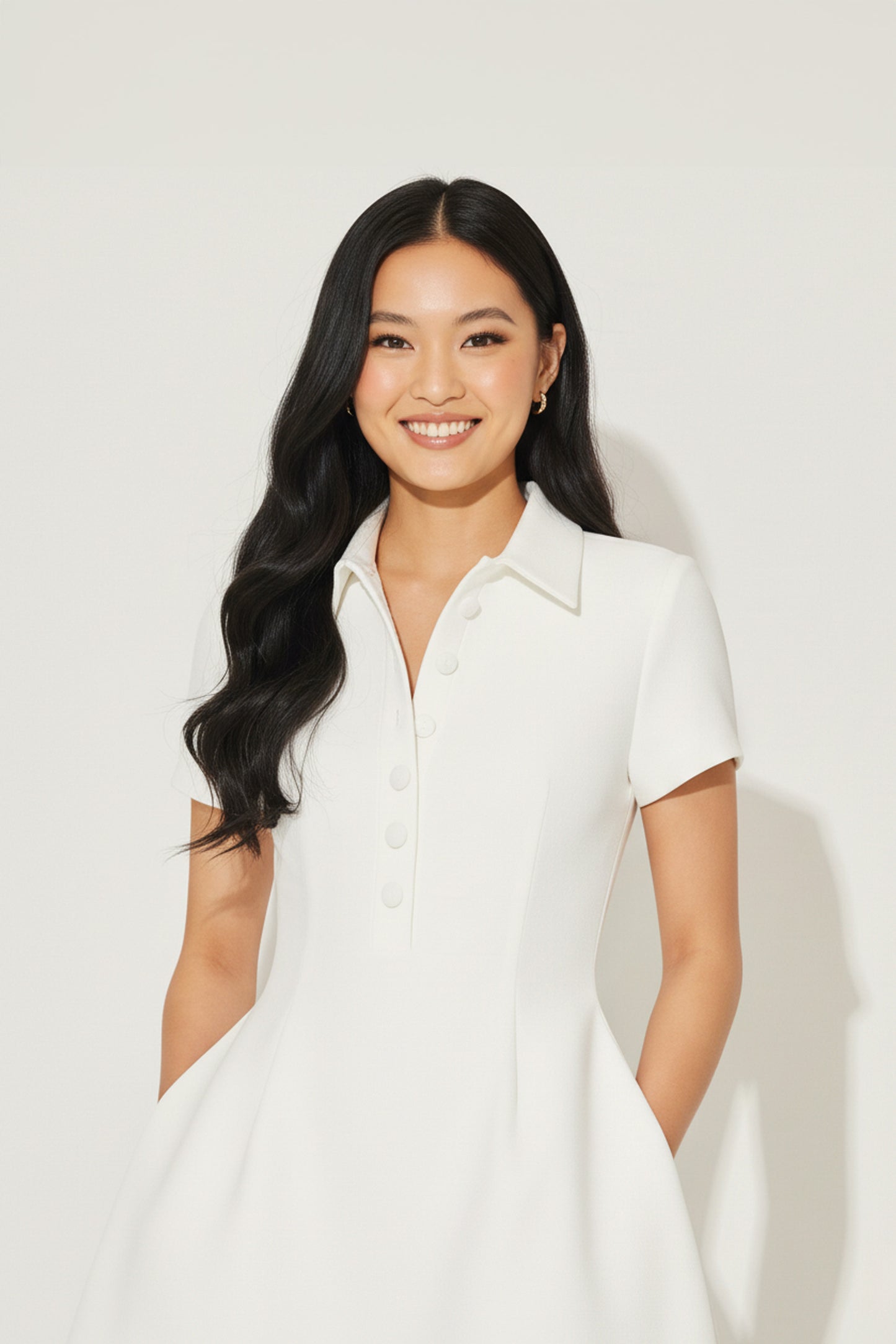 Women's Mini Dress With Collar Ruffle Skirt Soft Material