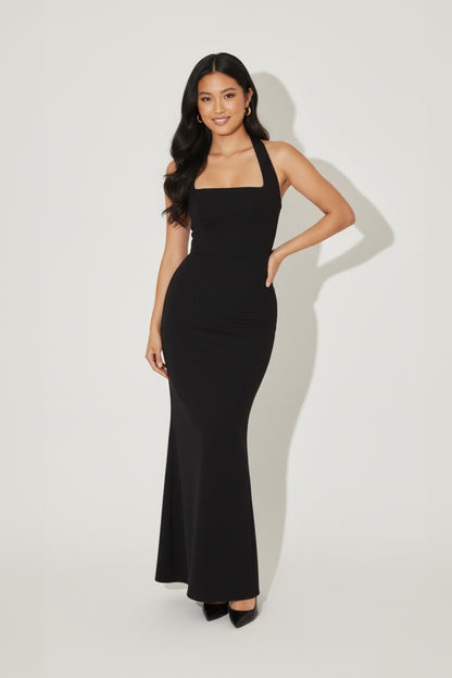 Long Dress Women Halterneck Viscose Maxi Dress