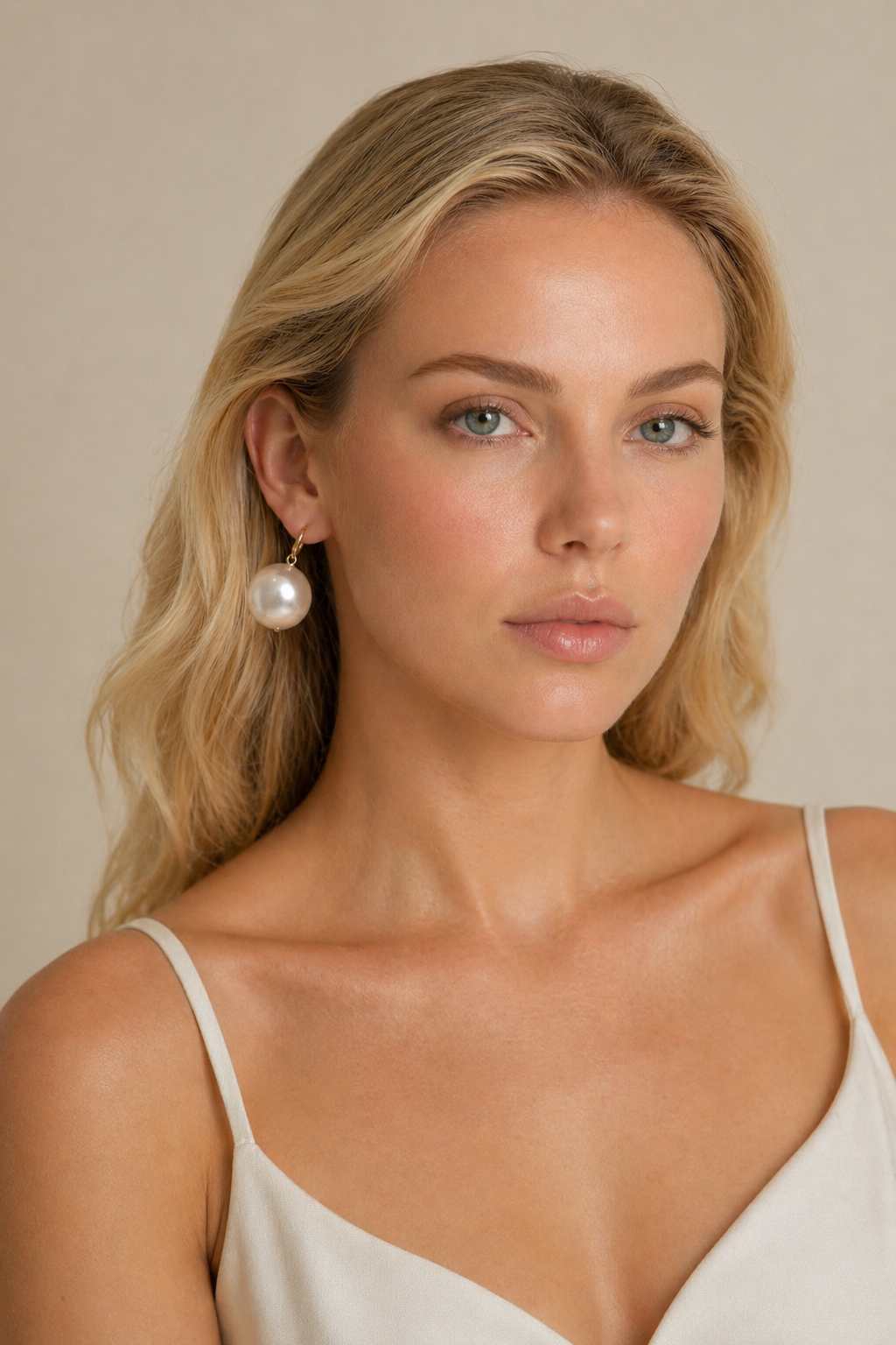 Women's Hoop Earrings with White Drop Pearl
