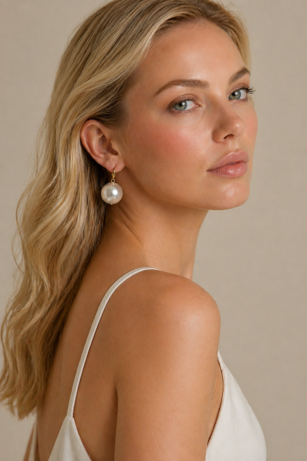 Women's Hoop Earrings with White Drop Pearl