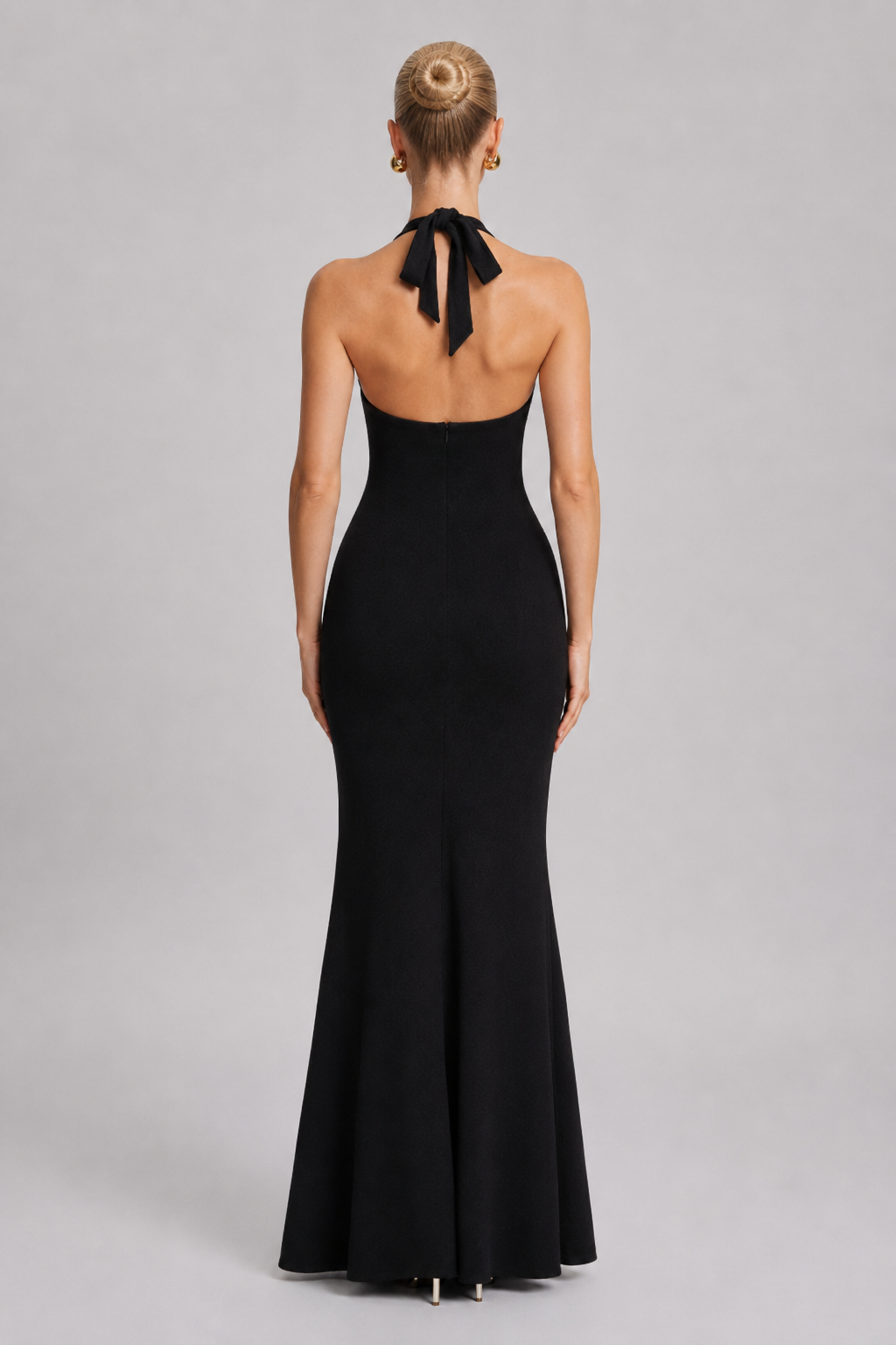 Women's Maxi Dress Halter Neck Flared Black