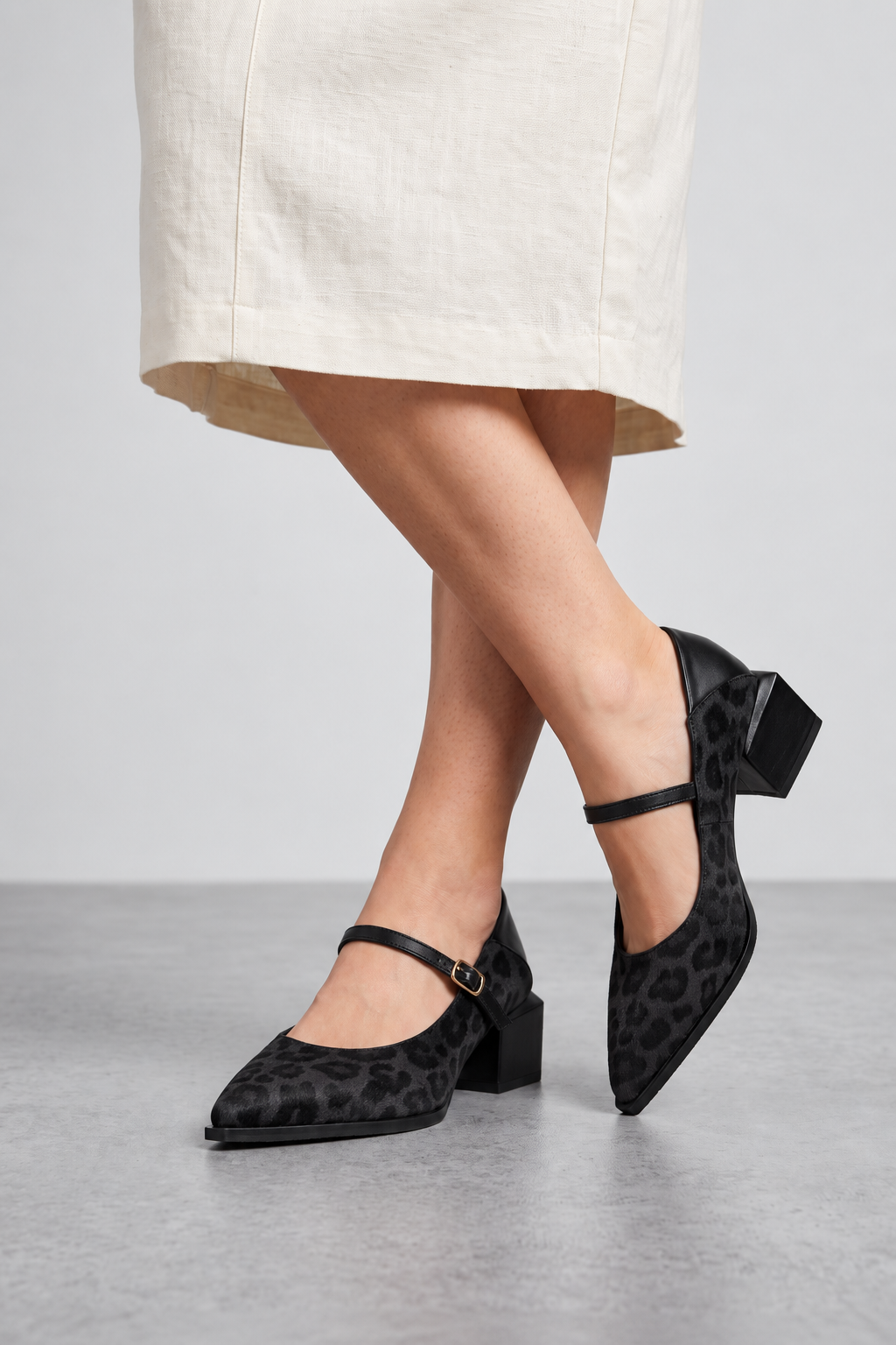 Women's Mary Jane Shoes Pointed Toe Thick Heel