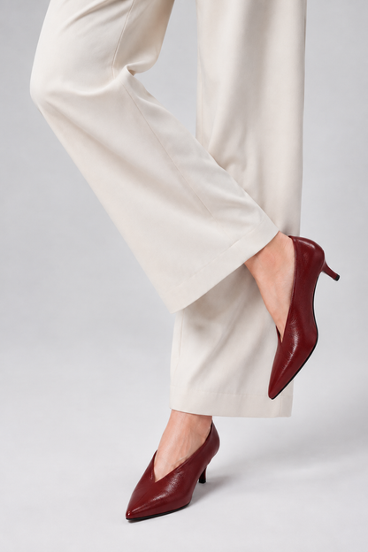 Women's Chunky Heeled Pumps V Cut
