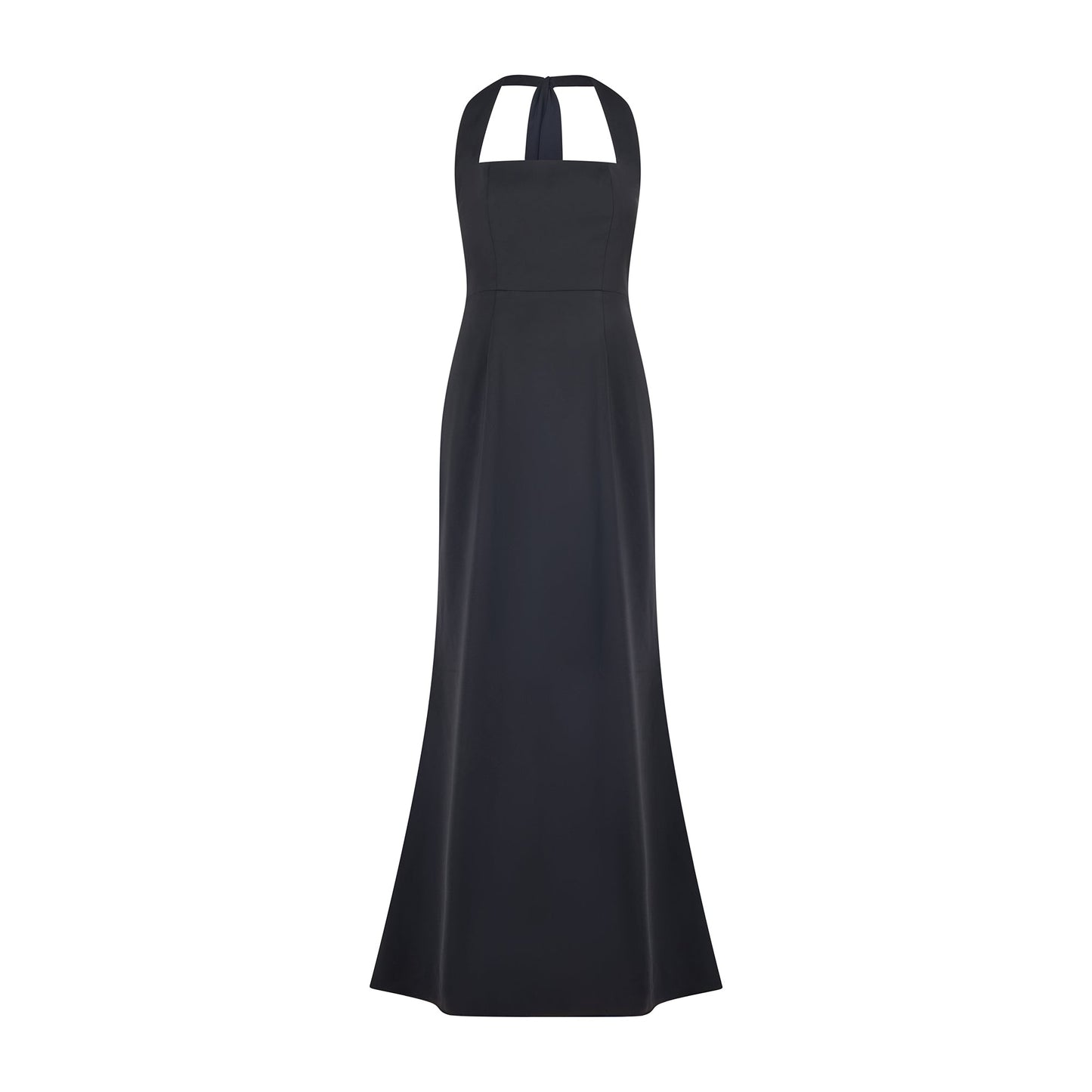 Long Dress Women Halterneck Viscose Maxi Dress Plain Black