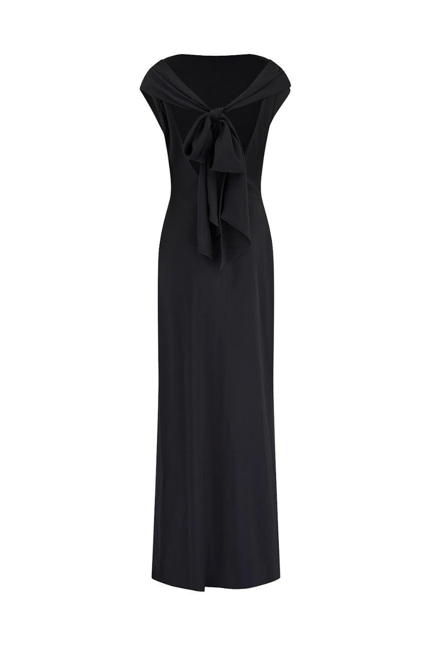 Maxi Dress Women's Drape Long Dress Plain Black