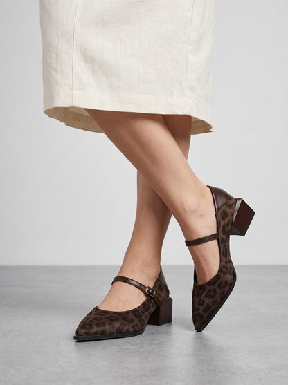 Women's Mary Jane Shoes Pointed Toe Thick Heel
