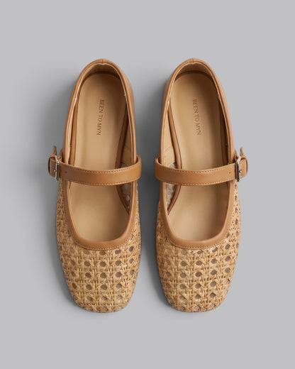 Women's Mary Jane Flats Woven Crochet Design
