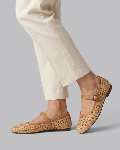 Women's Mary Jane Flats Woven Crochet Design