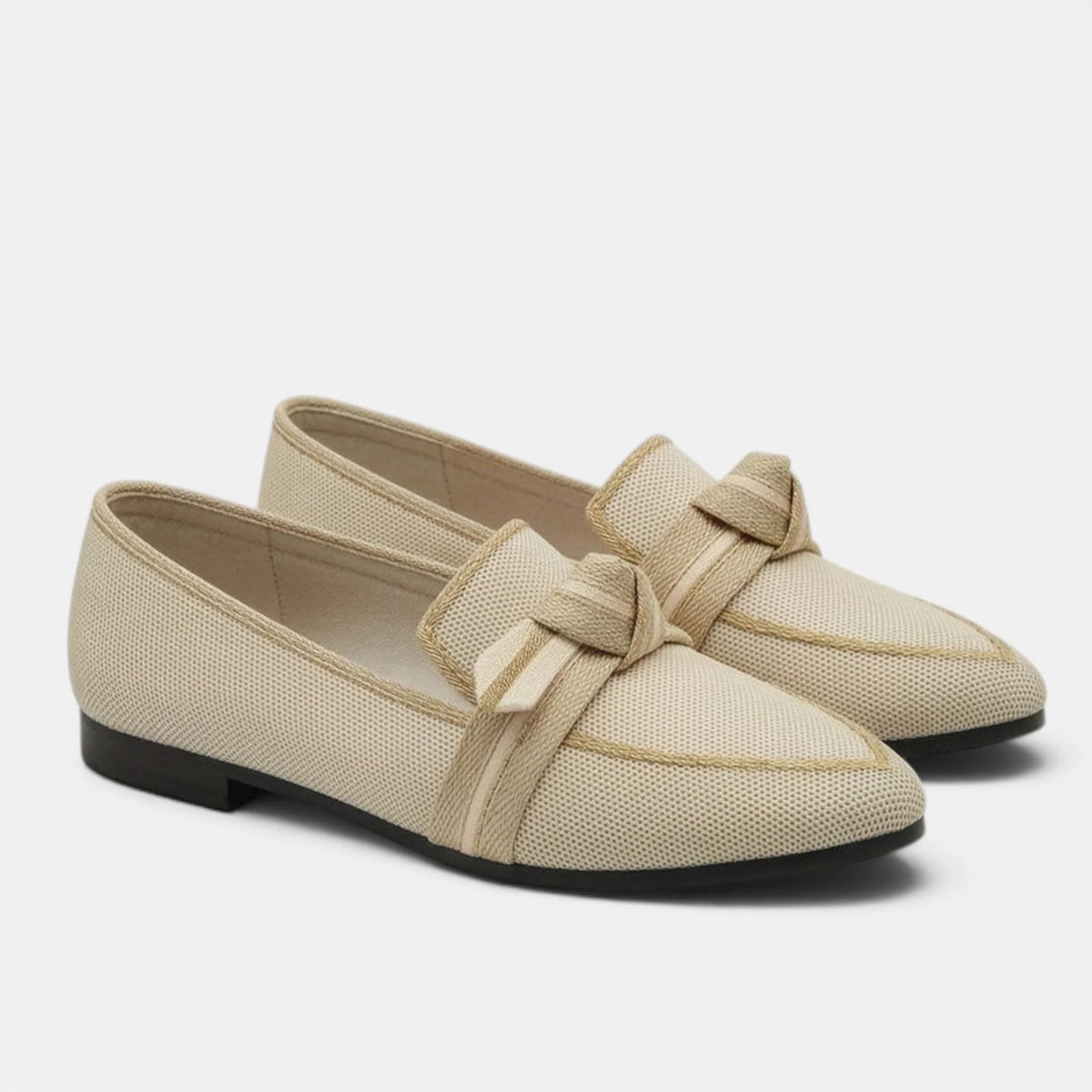 Women's Black Loafers Slip-On Pointed Toe with Knot Detail 10