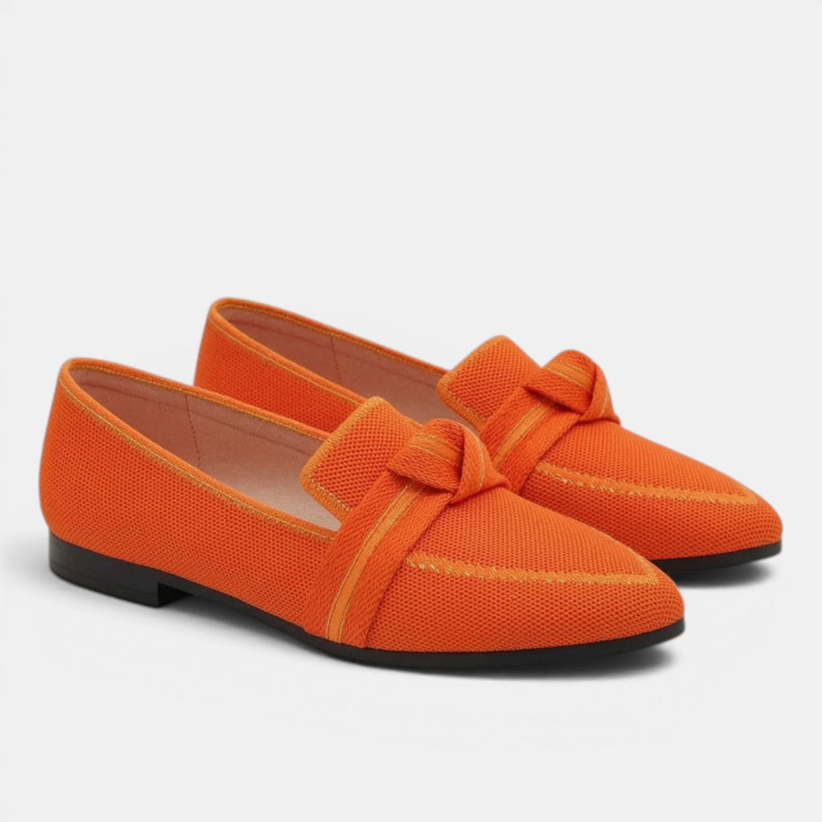 Women's Black Loafers Slip-On Pointed Toe with Knot Detail 11