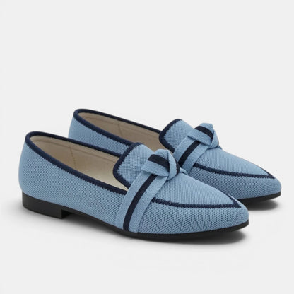 Women's Black Loafers Slip-On Pointed Toe with Knot Detail 12