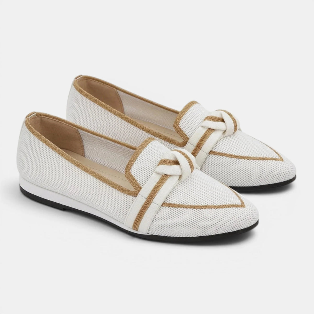 Women's Black Loafers Slip-On Pointed Toe with Knot Detail 2