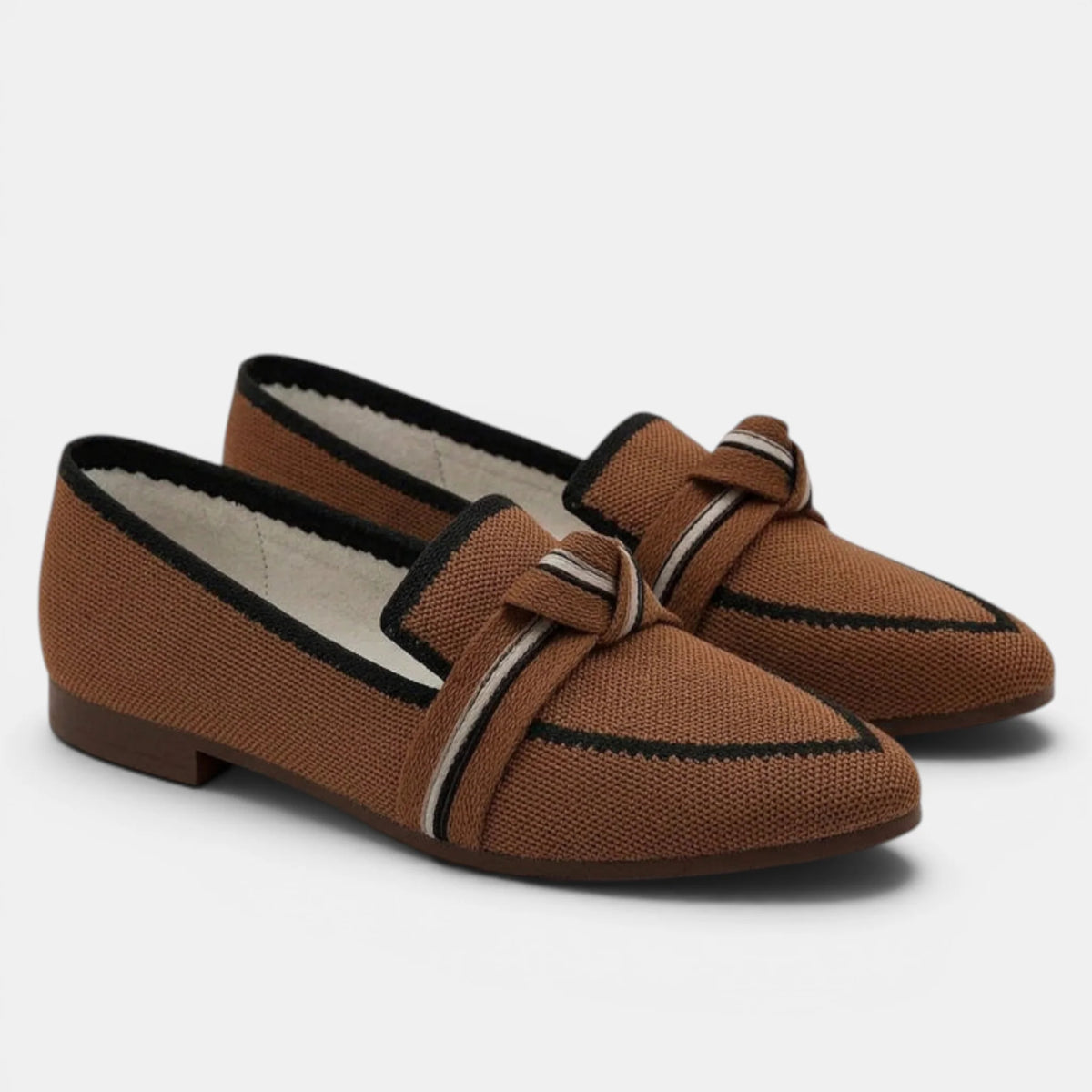 Women's Black Loafers Slip-On Pointed Toe with Knot Detail 5
