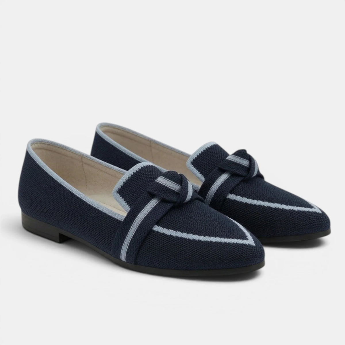 Women's Black Loafers Slip-On Pointed Toe with Knot Detail 7