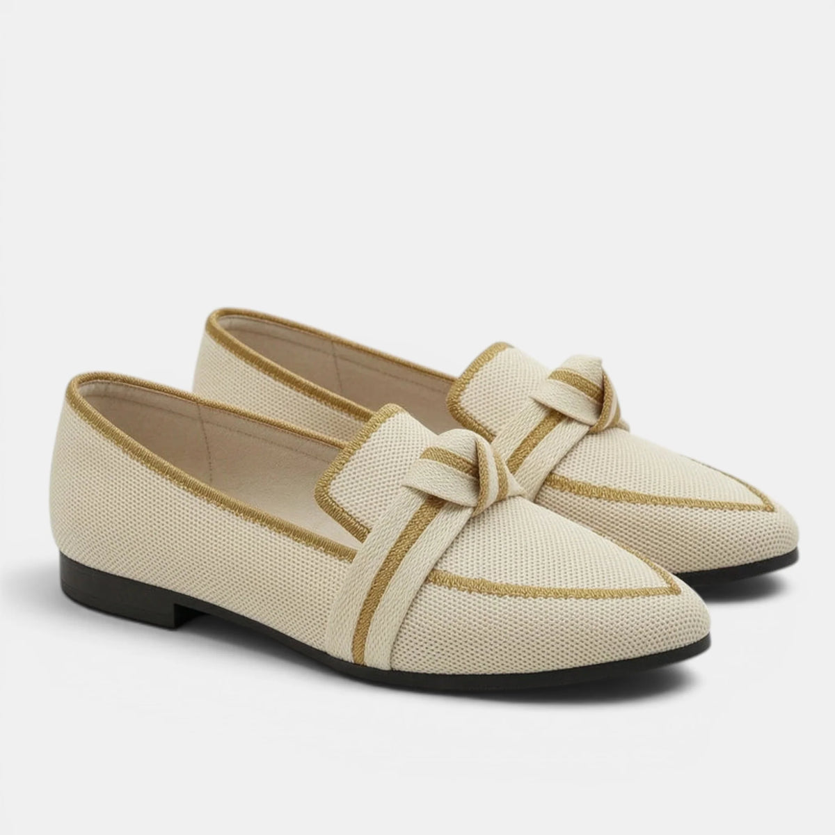Women's Black Loafers Slip-On Pointed Toe with Knot Detail 9