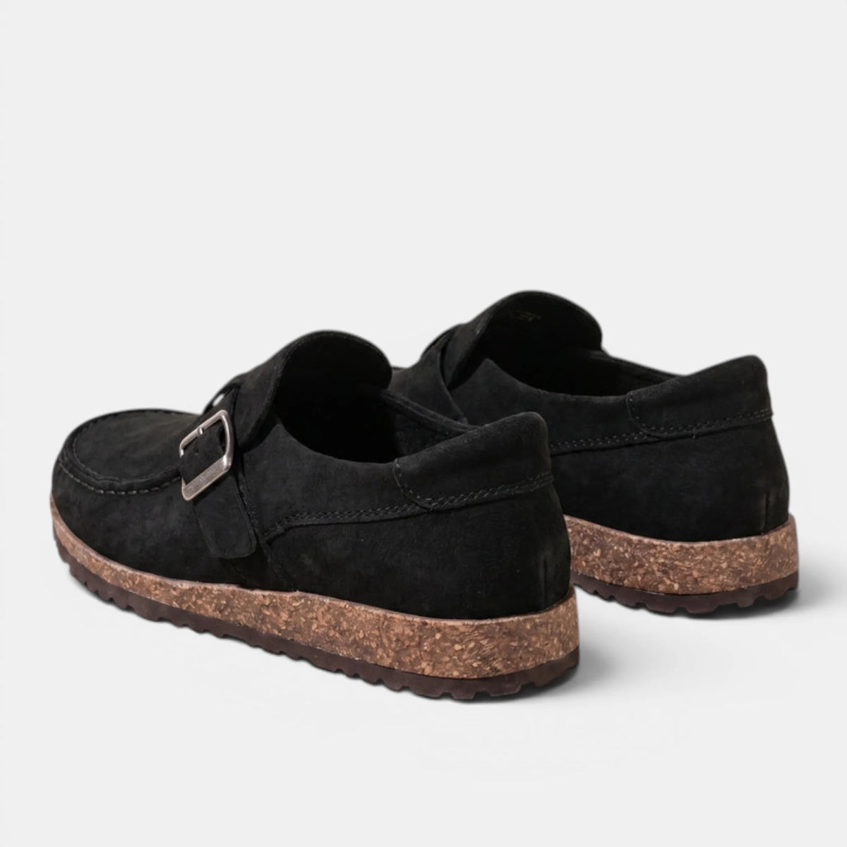 Women's Black Loafers Slip-On with Adjustable Buckle 5