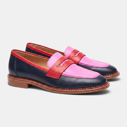 Women's Black Penny Loafers Classic Slip-On Design 0