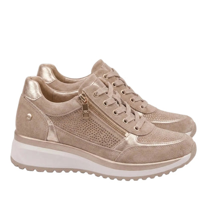 Women's Casual Wedge Sneakers with Side Zipper Detail 0
