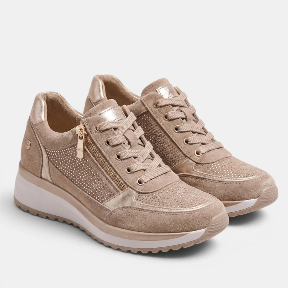 Women's Casual Wedge Sneakers with Side Zipper Detail 2