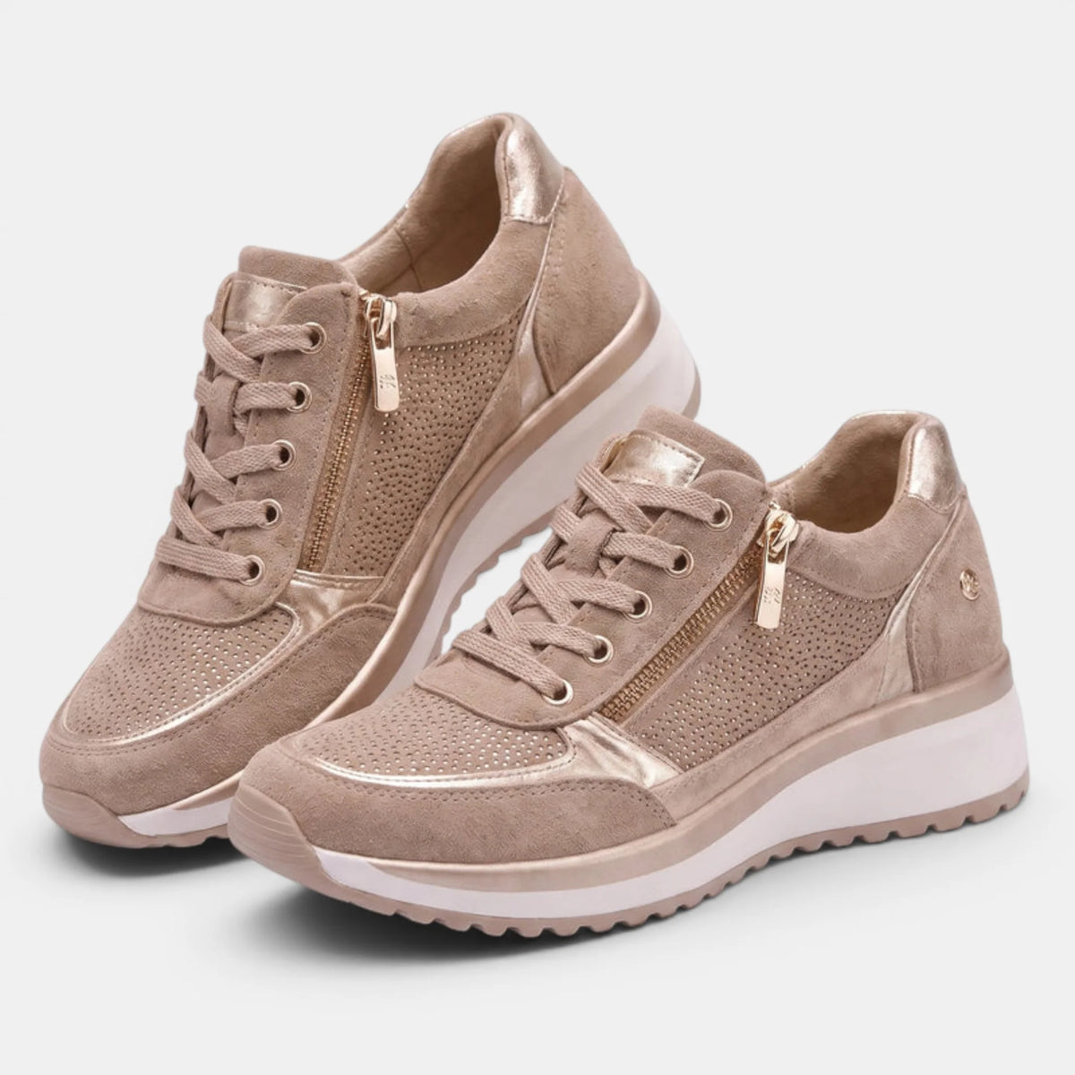 Women's Casual Wedge Sneakers with Side Zipper Detail 3