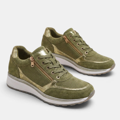 Women's Casual Wedge Sneakers with Side Zipper Detail 8