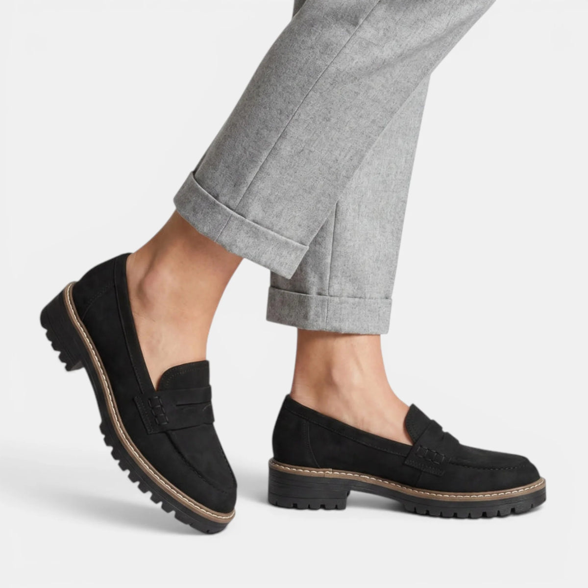 Women's Chunky Loafers Slip-On Penny Style 1