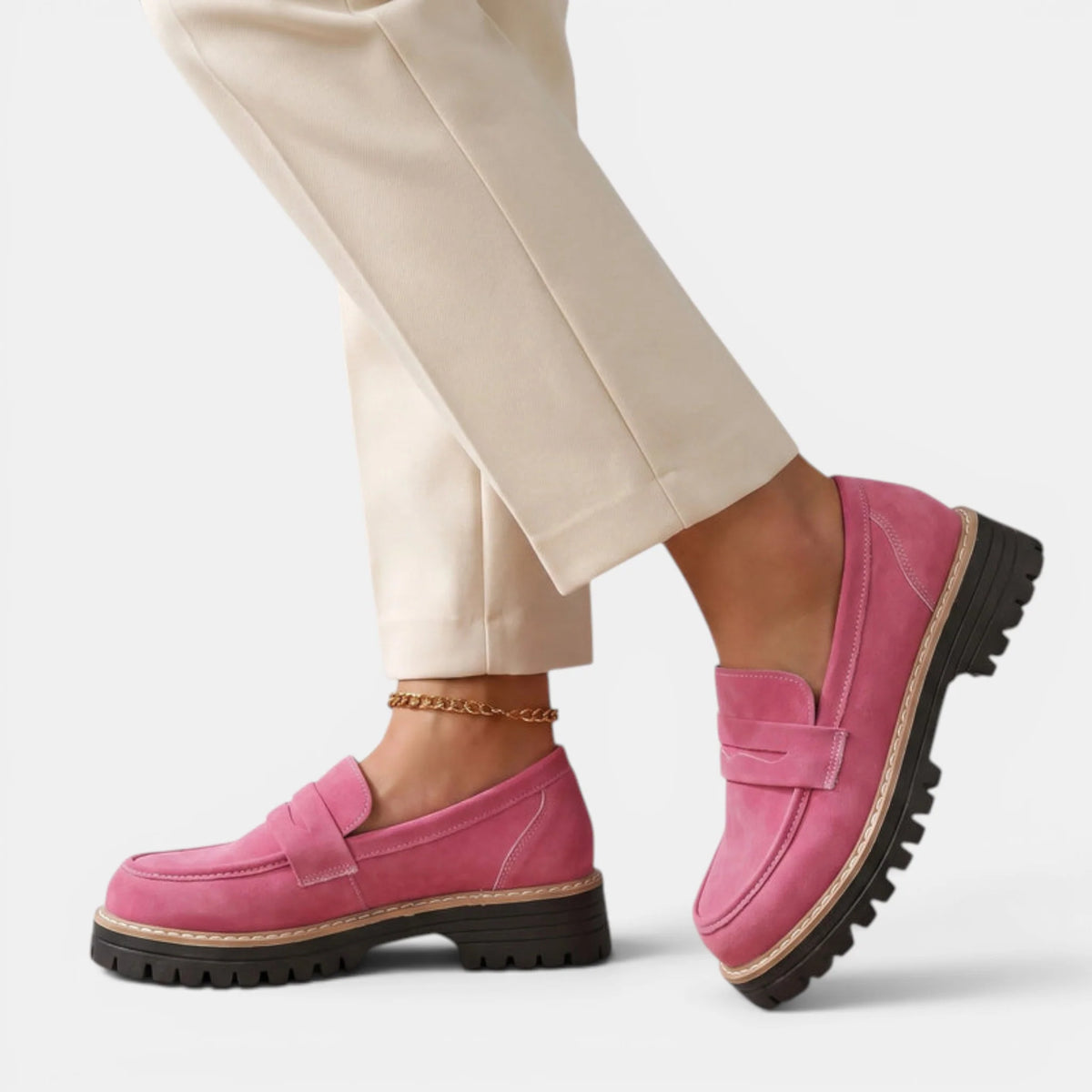 Women's Chunky Loafers Slip-On Penny Style 7