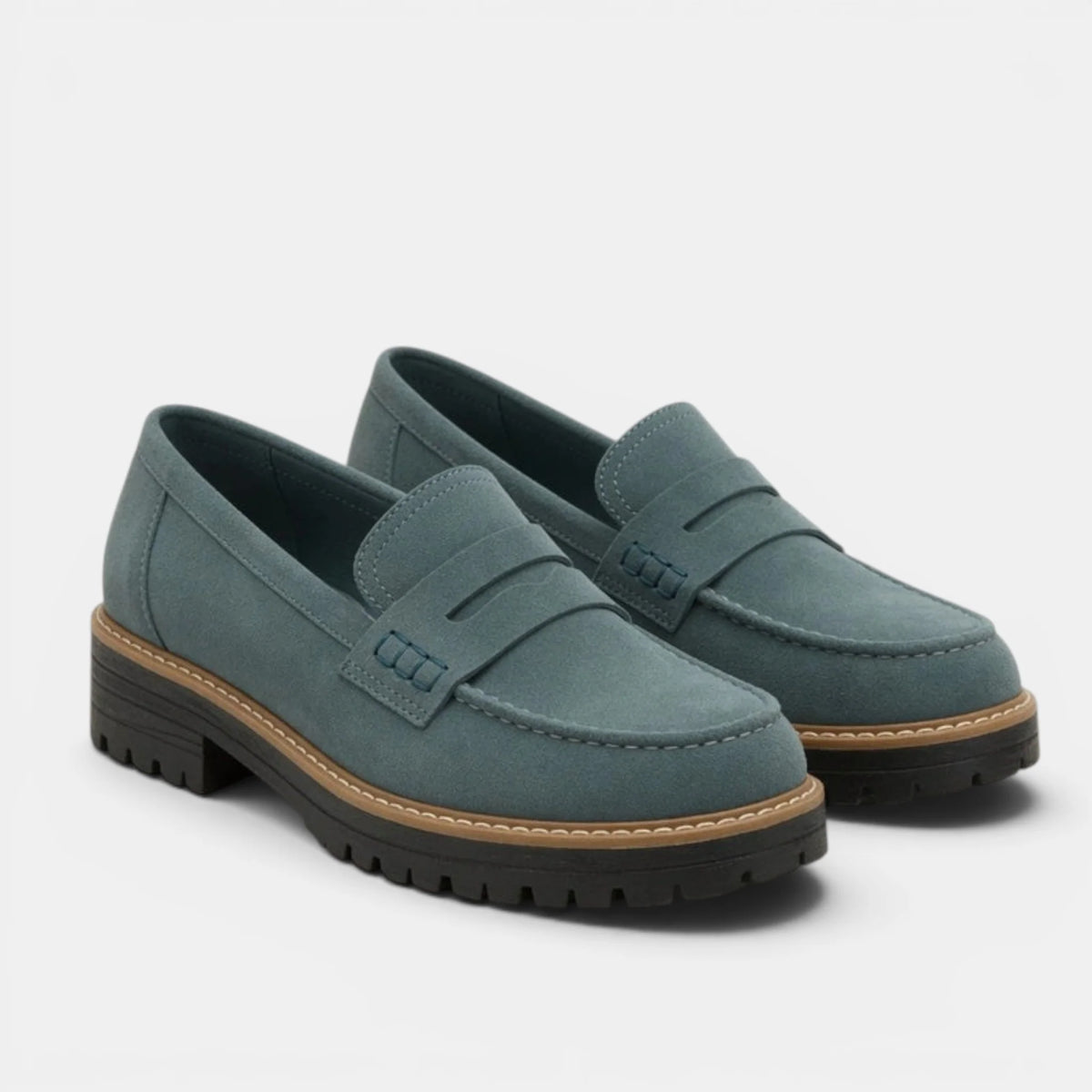Women's Chunky Loafers Slip-On Penny Style 8