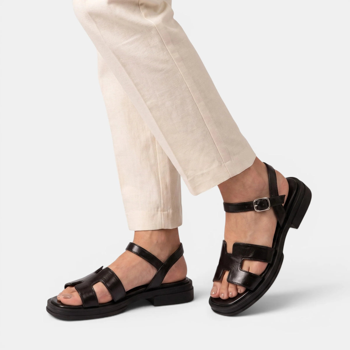 Women's Flat Sandals Open Toe with Adjustable Ankle Strap 1