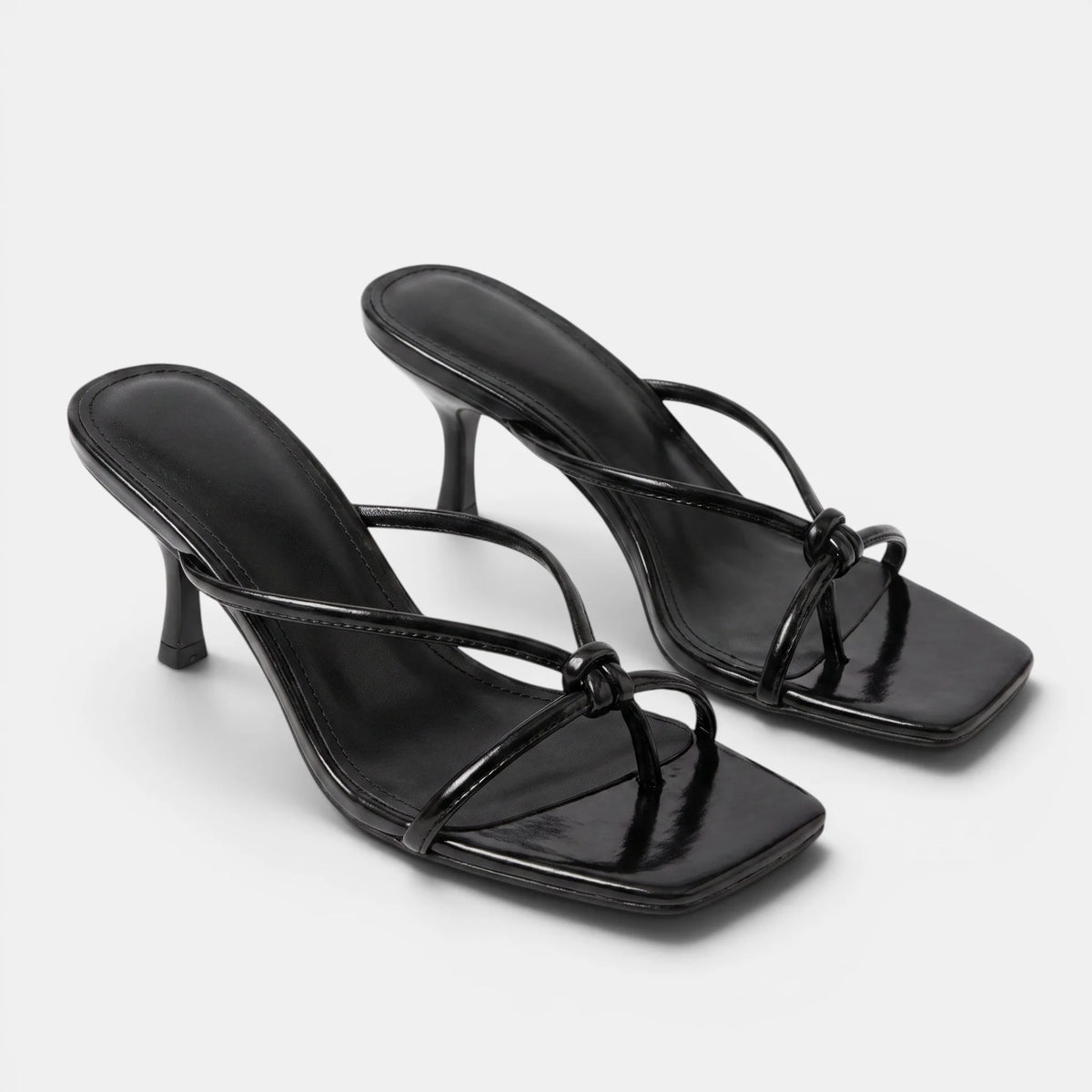 Women's Kitten Heel Sandals Slip-On with Knot Strap 2