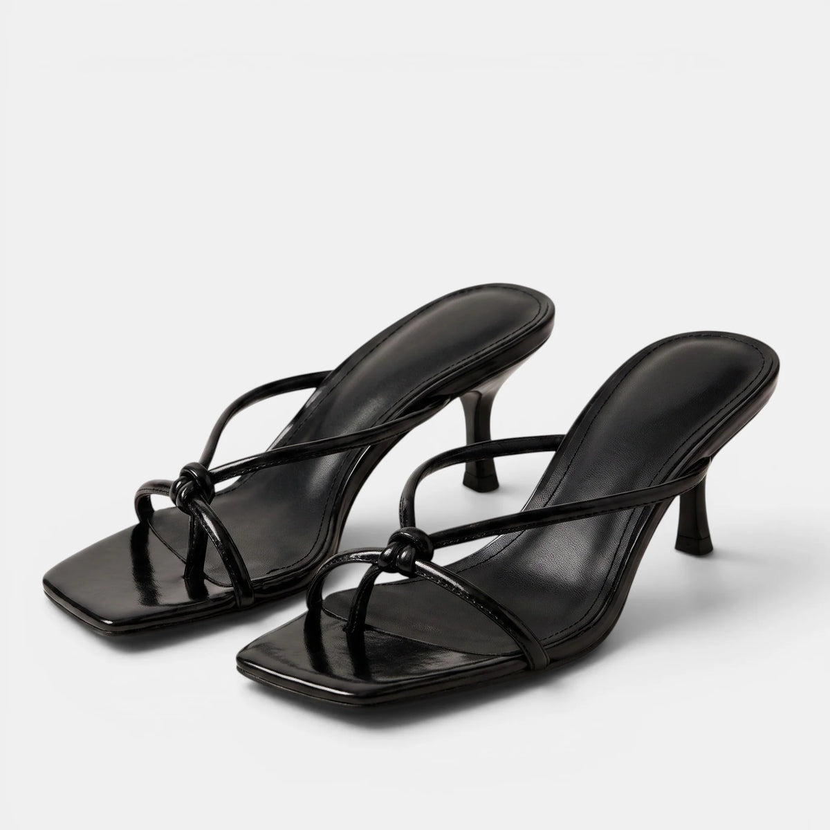 Women's Kitten Heel Sandals Slip-On with Knot Strap 3