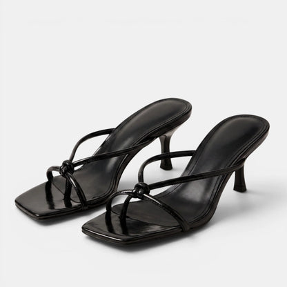 Women's Kitten Heel Sandals Slip-On with Knot Strap 3