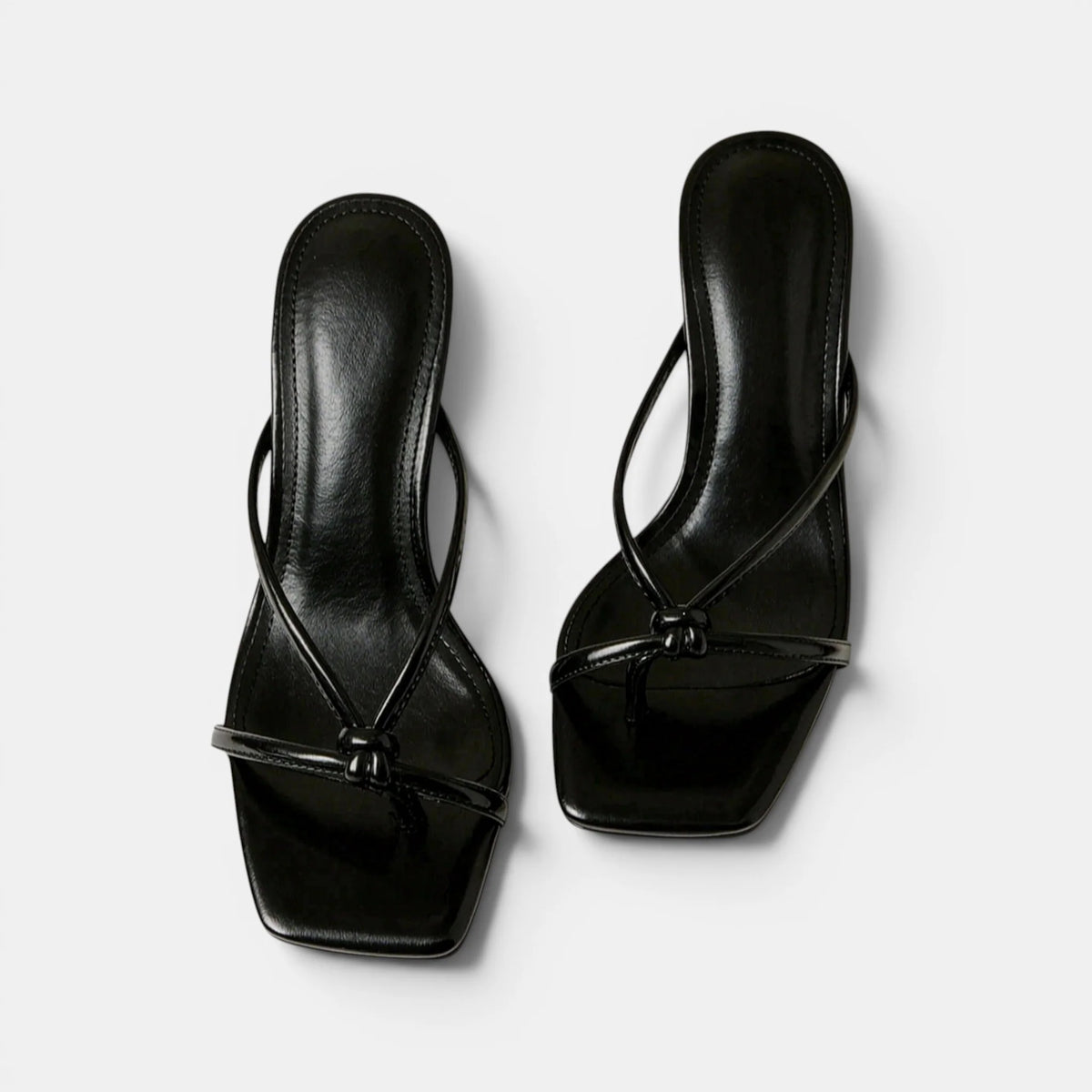 Women's Kitten Heel Sandals Slip-On with Knot Strap 4