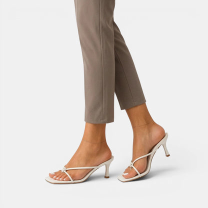 Women's Kitten Heel Sandals Slip-On with Knot Strap 7