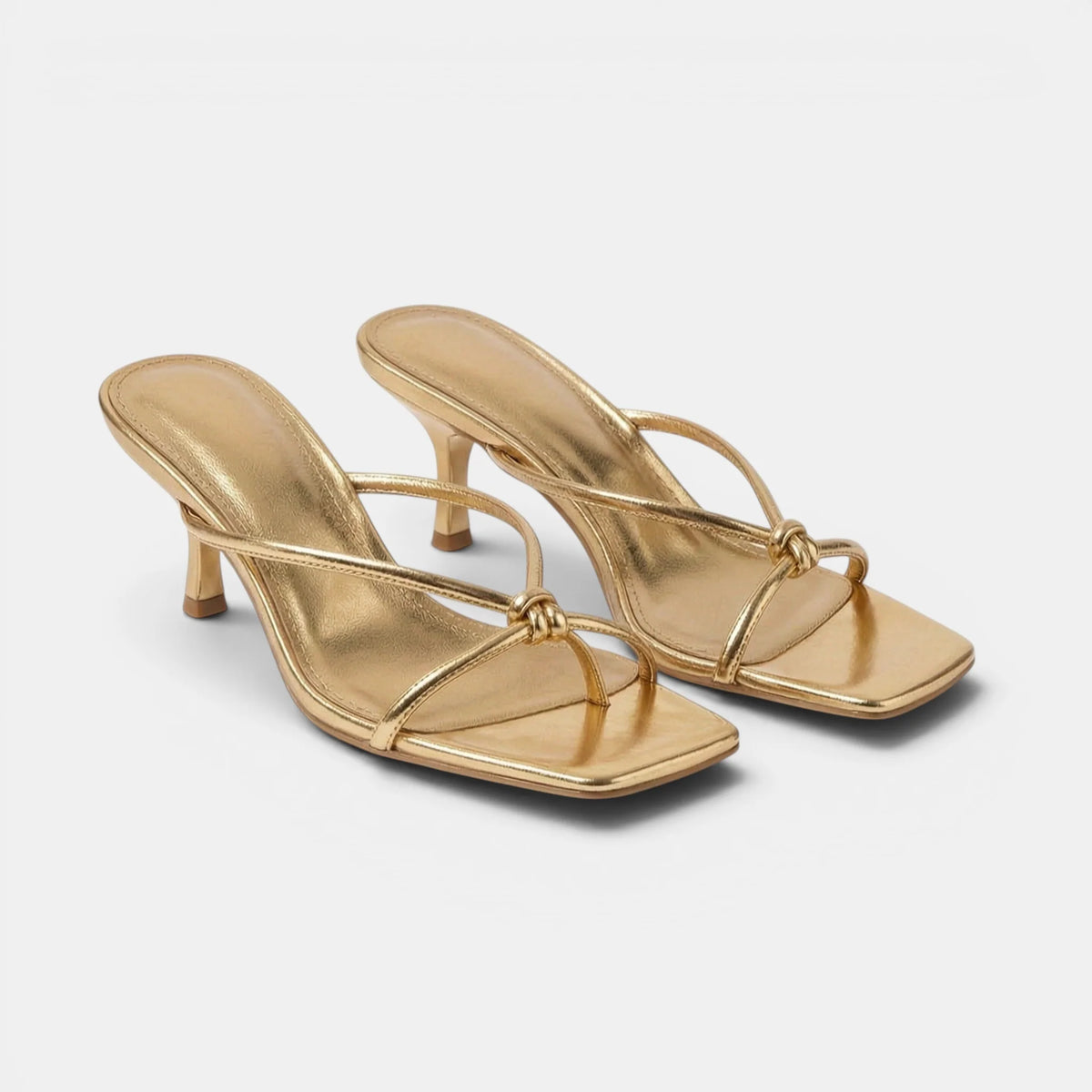 Women's Kitten Heel Sandals Slip-On with Knot Strap 8