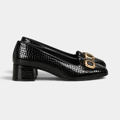 Women's Loafers Block Heel Slip-On with Decorative Hardware 0