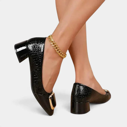Women's Loafers Block Heel Slip-On with Decorative Hardware 1