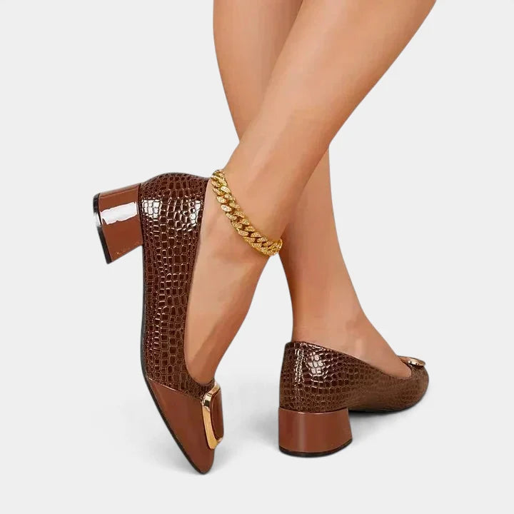Women's Loafers Block Heel Slip-On with Decorative Hardware 2
