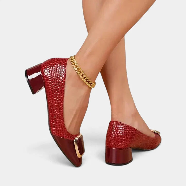 Women's Loafers Block Heel Slip-On with Decorative Hardware 3