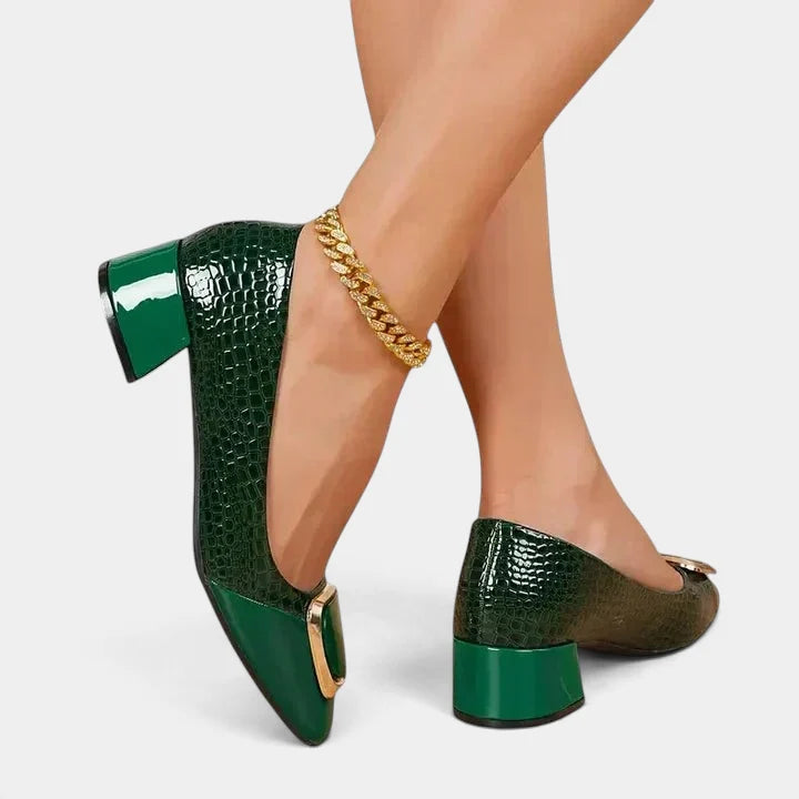 Women's Loafers Block Heel Slip-On with Decorative Hardware 4