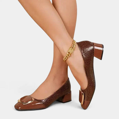 Women's Loafers Block Heel Slip-On with Decorative Hardware 5